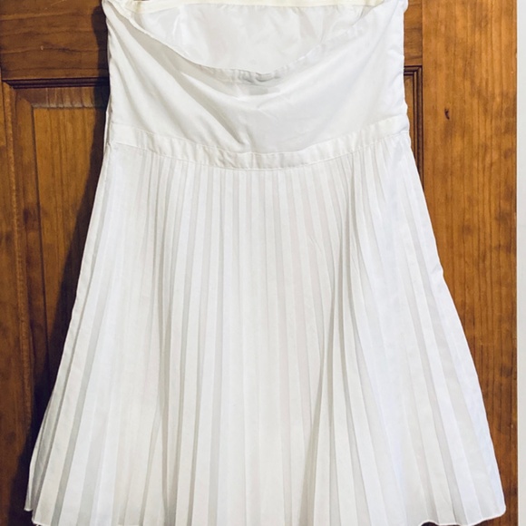 H&M (vintage) White Strapless Pleated Mini Dress sz 10 - Picture 2 of 9